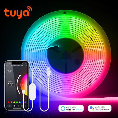 DC 5 В USB Tuya WIFI RGB COB Светодиодная лента 576 светодиодов/м Высокая плотность ТВ-подсветка DIY Украшение дома работает с Alexa Google Home
