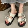 Fashion Crystal Women Flats Slippers Shoes 2024 Flip Flops Summer New Fashion Brand Open Toe Beach Outdoor Sandals Pumps Slides Mujer