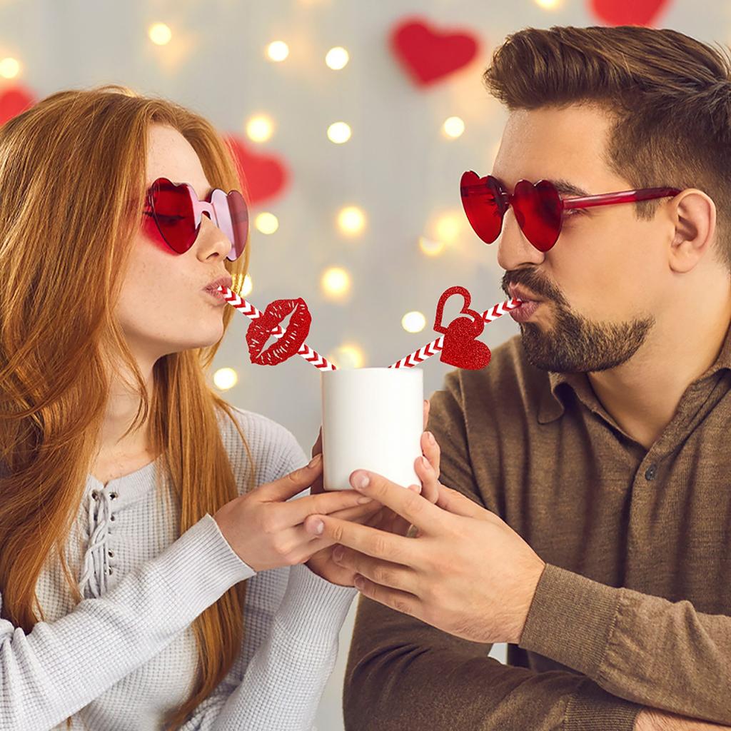 24 бумажных трубочки ко Дню святого Валентина, одноразовые украшения из соломинок, одноразовые бумажные трубочки, принадлежности для украшения вечеринок