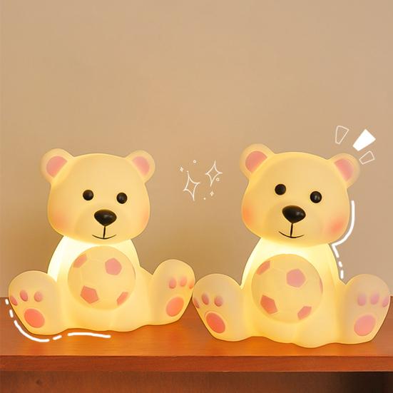 Мультяшный медведь Ночной светильник Мягкий свет без мерцания Питание от батареек Мягкий силиконовый