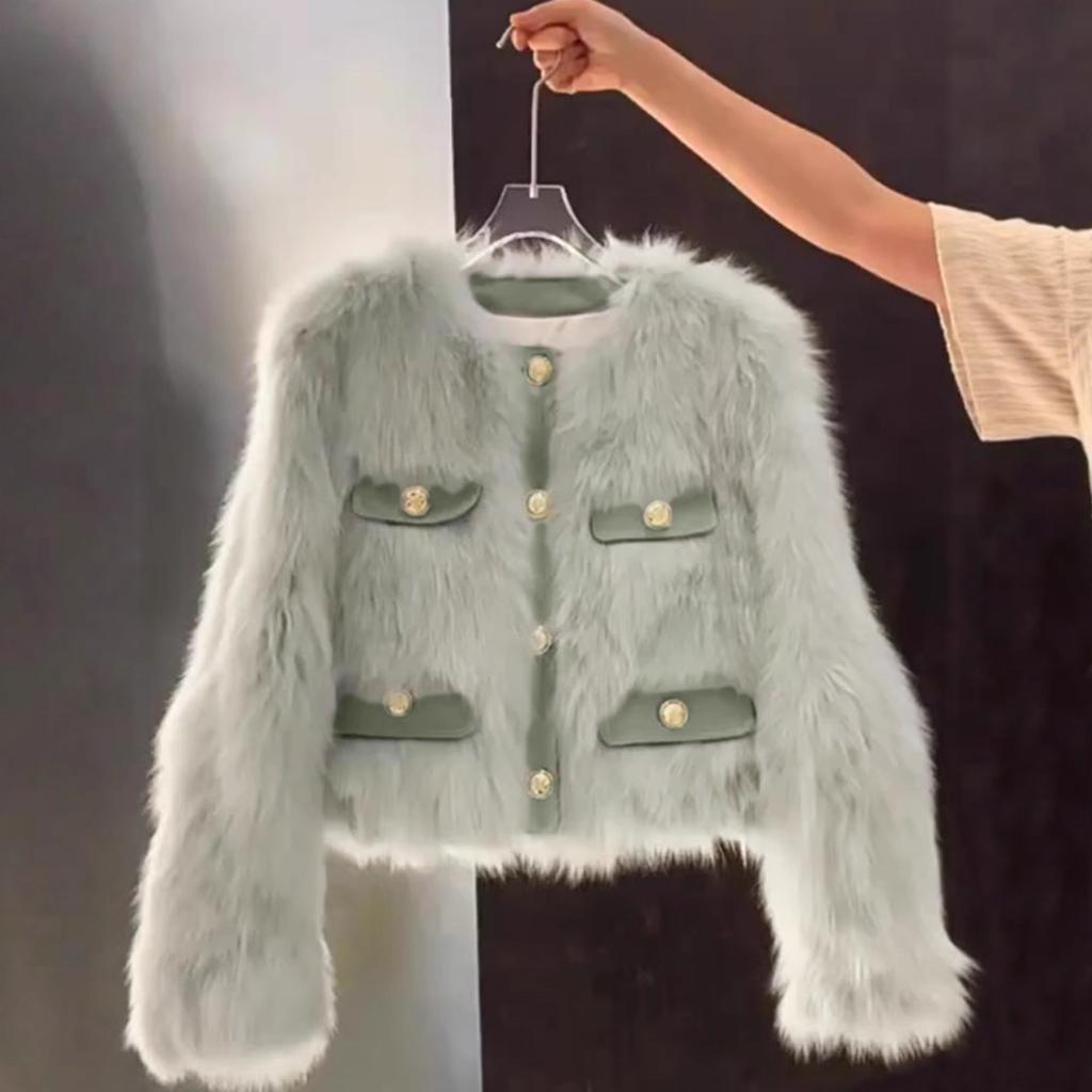 European and American bestseller Merard hardware fur jacket for women, autumn and winter new elegant socialite short jacket