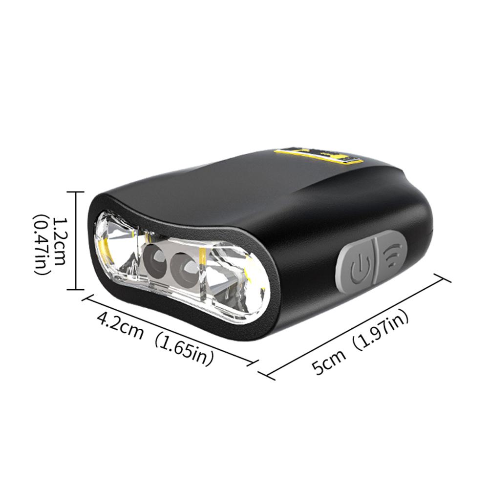 IPX4 Waterproof LED Head Torch Type C Rechargeable Motion Sensor Hat Visor Light Ultra Bright Mini Cap Clip Lights Power Display