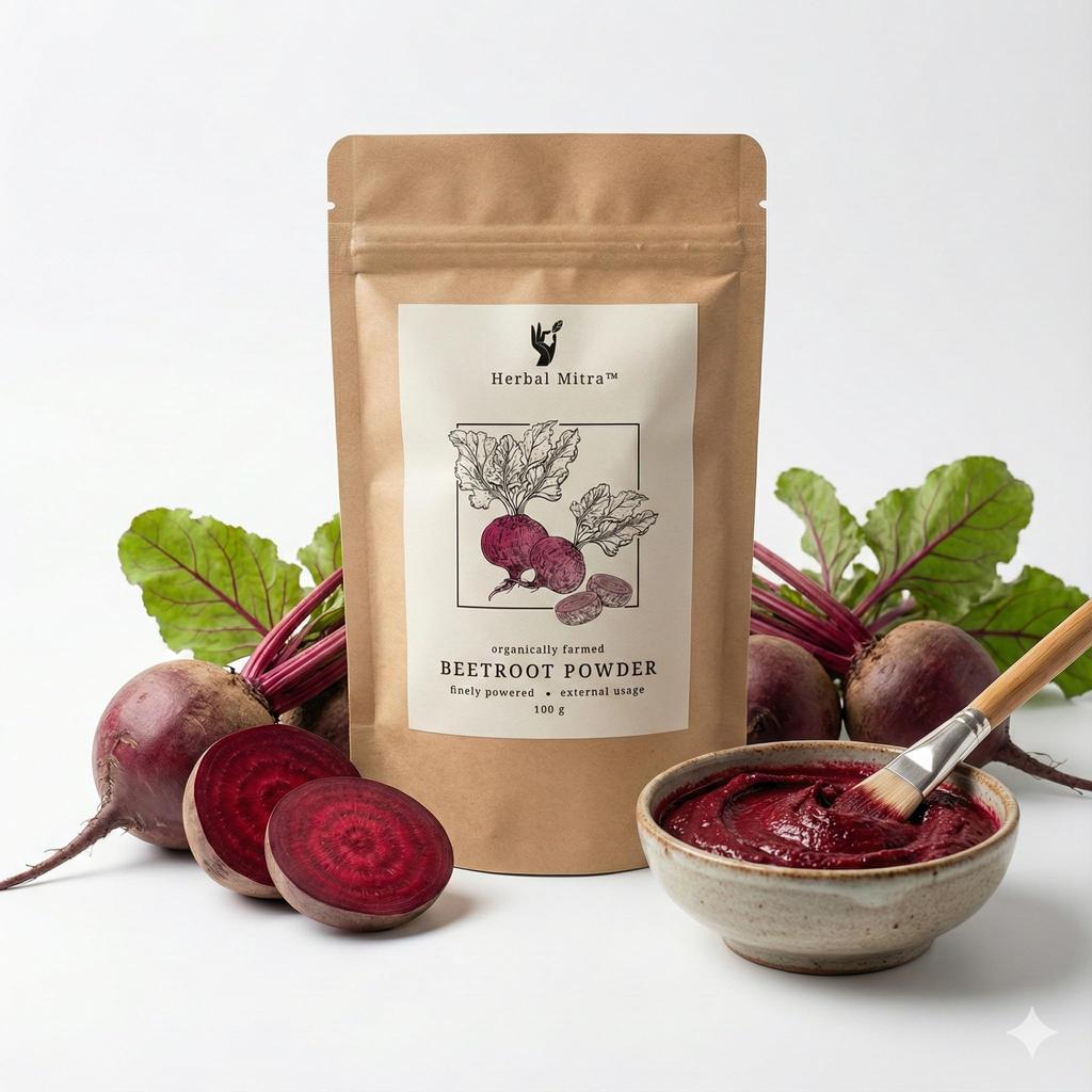 Herbal Mitra Чистый и Натуральный Порошок Свеклы 100 г Для Осветления Кожи, Здоровой Розовой Кожи и Румяных Щечек, Сияющая Маска для Лица | Без Парабенов