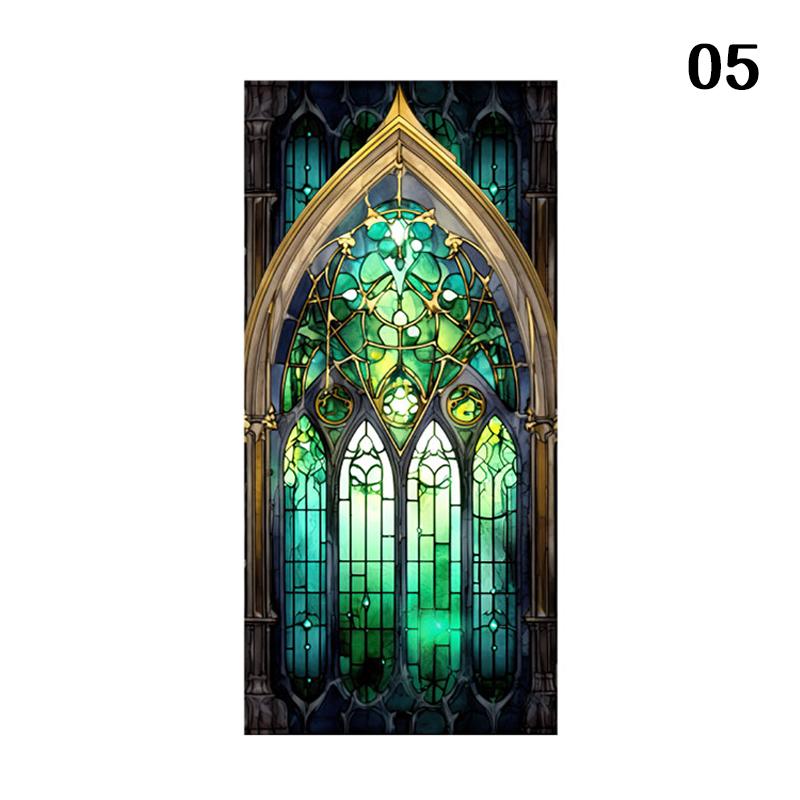 Ретро Арт-стекло Пленка Европейский стиль Витраж Церковное искусство Приватность Окна Наклейки Непрозрачный Отель Клуб Веранда Окно Декор Пленка