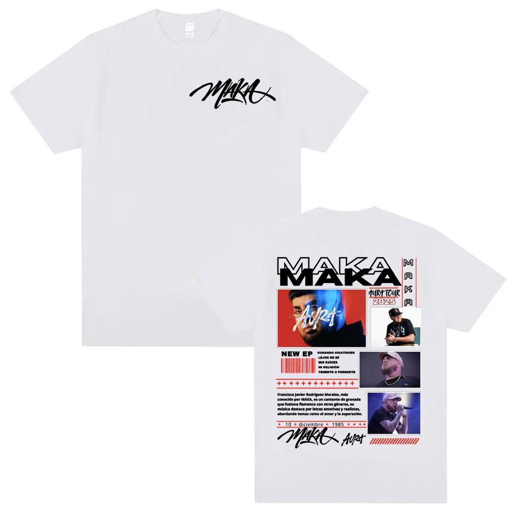Rapper Maka Aura Tour Album 2025 T Shirts for Unisex Women Vintage Style Harajuku Street Tshirt Casual High Quality Cotton T Shirt