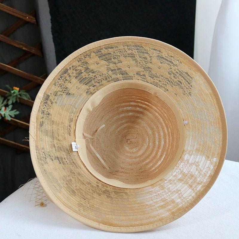 Hat Women's Summer Sunshade Hat Water Diamond Bow Lace Breathable Travel Sunscreen Foldable Sun Hat