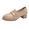 British Style Loafer Shoes Women 2024 Spring New Japanese Retro Small Leather Shoes Round Head Square Heel Single Shoes