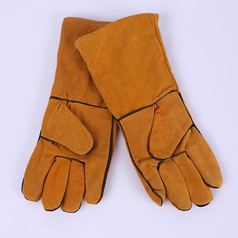 Full Leather Heat Insulation Gloves for Electric Welding Thorn Proof Gardening Mittens
