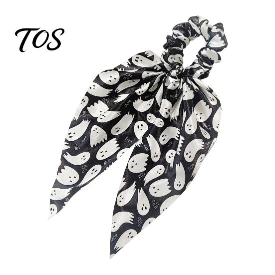 Soft Fabric Hair Ties Halloween for Women Girls, Spooky Spider Web Skeleton Bat Casual Lazy Hairstyle Bands Pumpkin Scrunchies, Pleated Ties,