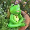 Cartoon Fishing Frog Figurine Green Animal Fishing Sculpture  Outdoor Courtyard Pond