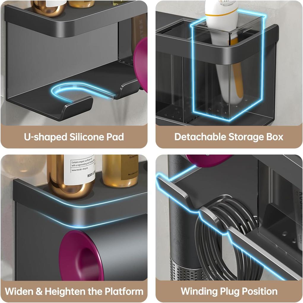 Hair Dryer Holder Wall Dryer Cradle Straightener Stand Hairdryer Organizer Box Toilet Blower Holder Shelf Bathroom Accessories