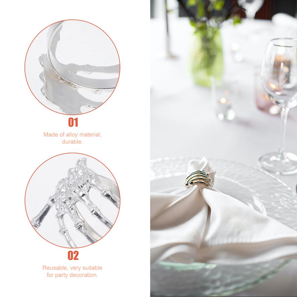 6 шт. пряжка для салфетки в виде летучей мыши и призрака, ретро-украшение, кольца, принадлежности для стола, держатели для Хэллоуина, серебряные украшения