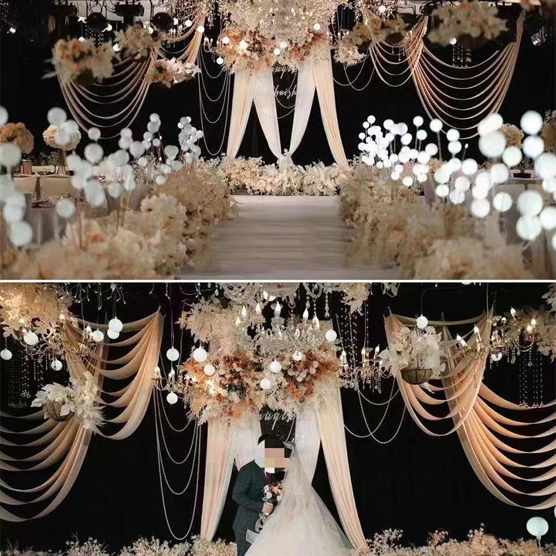 Wedding Ceiling Cloth Curtain 6 Layer Wave Curtain Drapery Fabric Draping Birthday Party Ceremony Reception Wall Hanging Decor