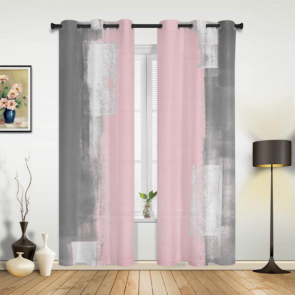 Orange Gray Abstract Oil Painting Texture Curtains for Bedroom Living Room Drapes Kitchen Kid's Room Window Curtain Home Decor