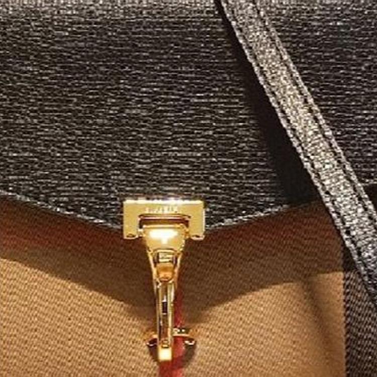 Burberry Flap Closure Adjustable Shoulder Strap Cotton Linen Crossbody Bag Women Shoulder Bag Black Multicolor 80803211