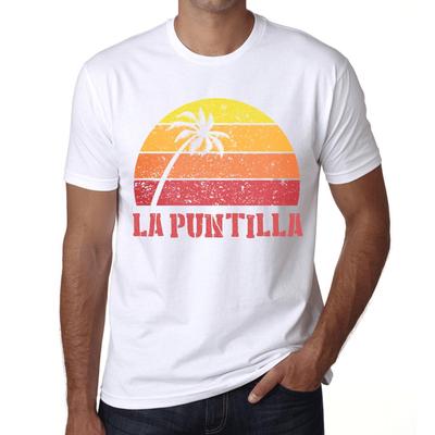 Мужская винтажная футболка Футболка с рисунком LA PUNTILLA Sunset White