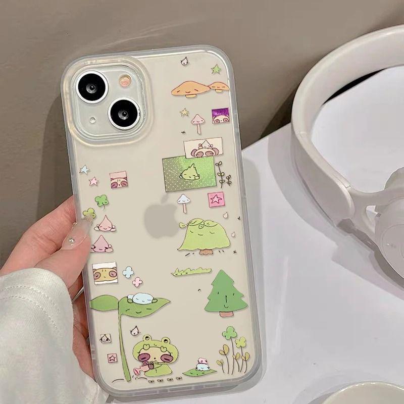 Чехол для iPhone 17 PROMAX с маленькой лягушкой, поливающей цветы - Совместим с iPhone 16 Матовый, 15 Веселый, 14 Мягкий, 13