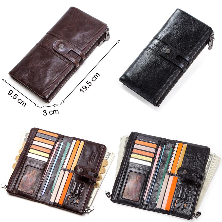 CONTACT'S Genuine Leather Long Wallet For Women Luxury Designer Card Holders Money Clips Coin Purses Female Bags