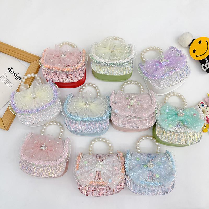 Xiaoxiangfeng Bow Lace Bag Pearl Handheld With Durable Material For Toddlers
