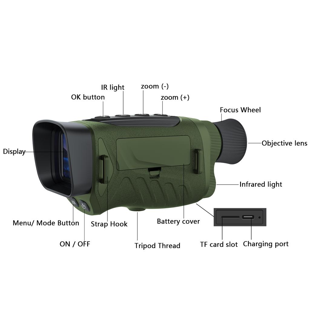 Dt19 Portable 300m Infrared Monocular Night Vision 2.5k Uhd 48m Pixels 8x Digital Zoom Telescope For Hunting Camping
