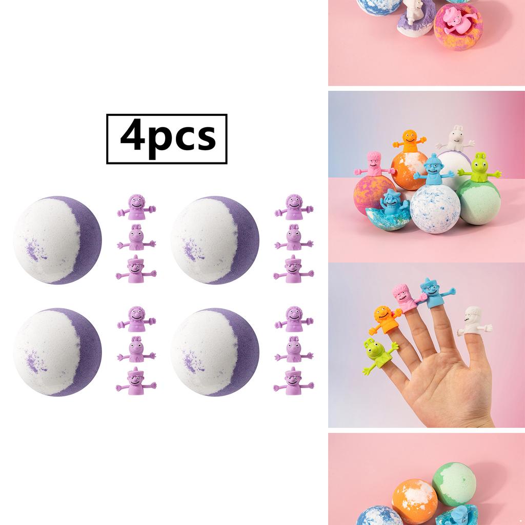 Handmade Bath Bombs with Surprise Thumb Toys Inside for Kids Gentle Nourishing Plant Oil Extract Bath Ball Gift Set