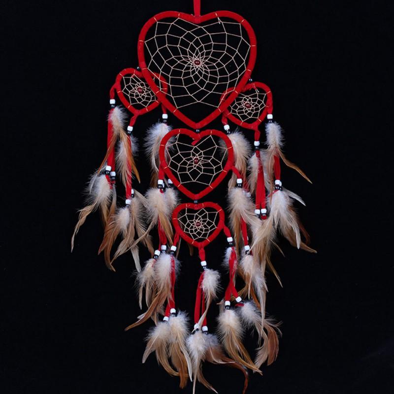 Heart Dream Catcher With Feathers Wall Car Room Hanging Decoration Ornament Craft MIT