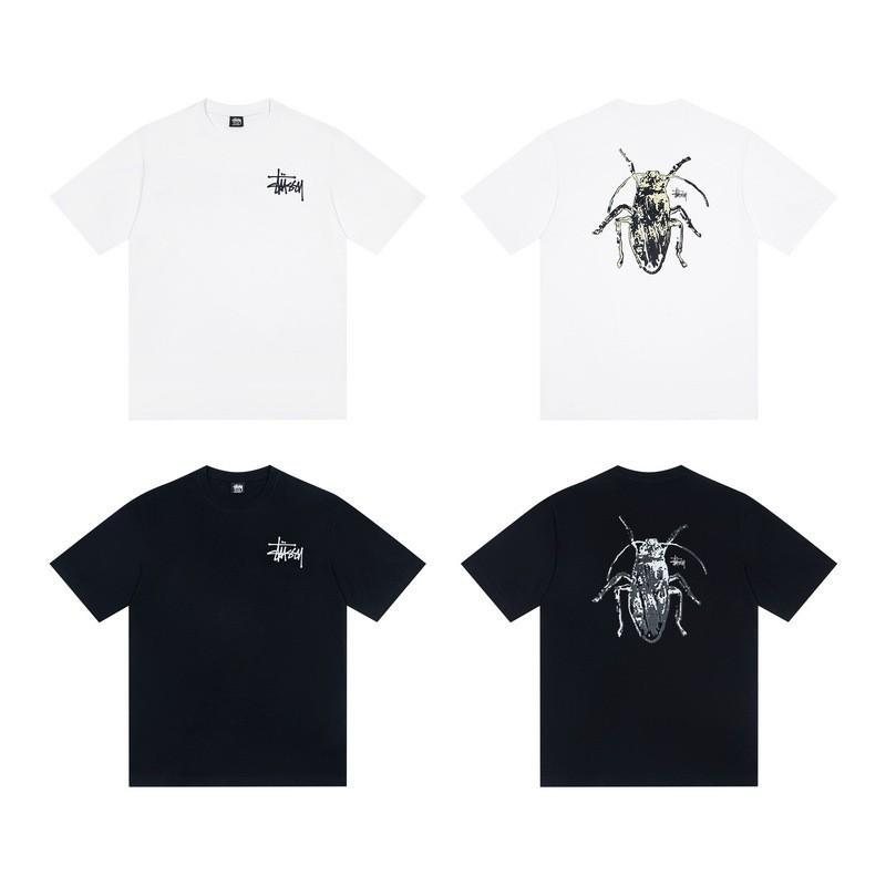 Stussy Черная 8 Классическая Водяной Знак Буквенный Принт 2025 Унисекс Уличная Одежда Свободный Крой Хлопковая Футболка