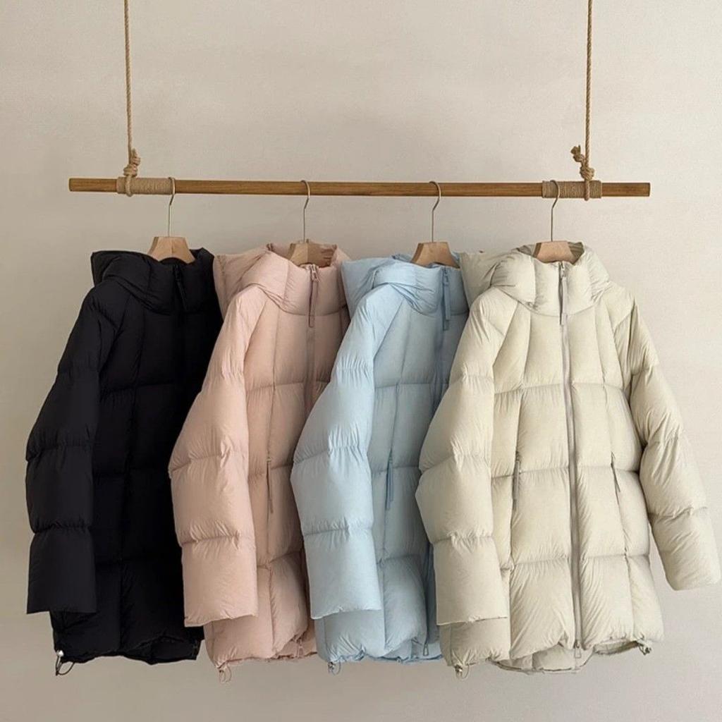 Winter Womens Fashion Hooded Long Sleeves Coat Thickened Warm Korean Style Down Jacket