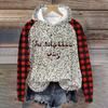 Women's Fashion Pullover Plunging Sleeve Christmas Printed Hooded Sweatshirt