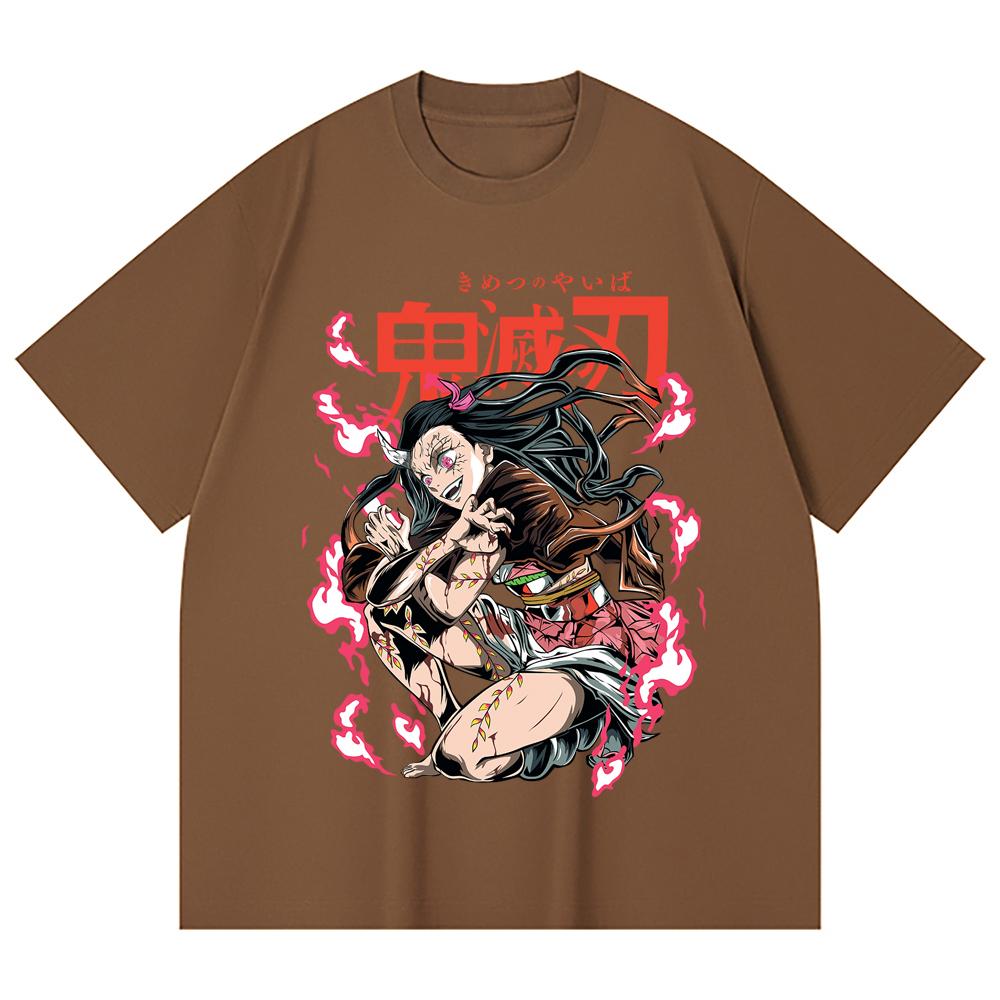 230 Gsm 100% Cotton Demon Slayer V71 Nezuko Demon Print Unisex Heavy Cotton T Shirt
