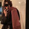 Autumn and Winter Contrasting Color Plaid Scarf Women's Winter Soft Cotton Comfortable Warm Student Knitted Fringed Long Shawl Scarf Tide