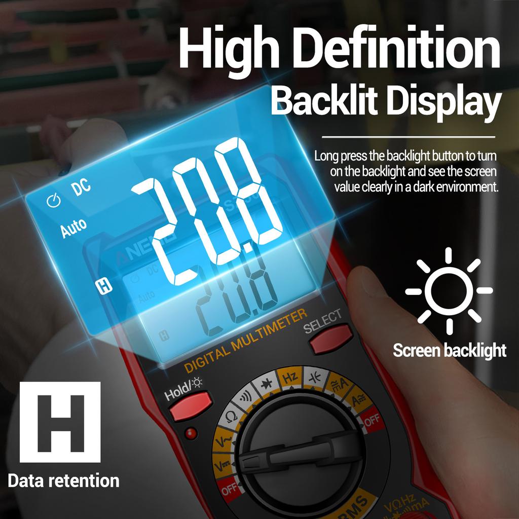 ANENG SZ309 Интеллектуальный мультиметр 1999 счетчик Высокоточный электрический тестер ЖК-подсветка ACDC