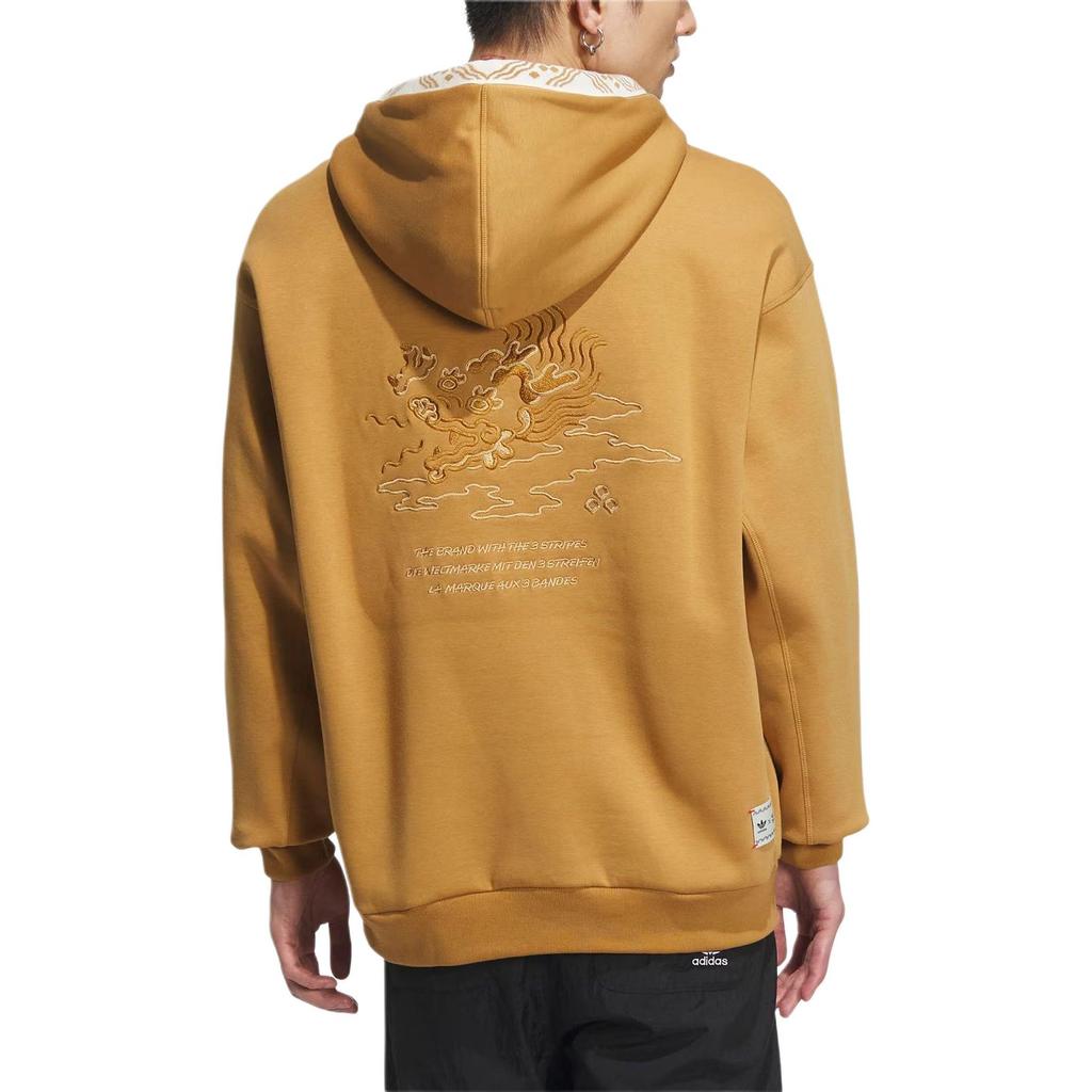 adidas Originals x Feifei Ruan FW23 Новогоднее издание Толстовка с принтом дракона и логотипом на груди Толстовка унисекс Пшенично-коричневый IX4216