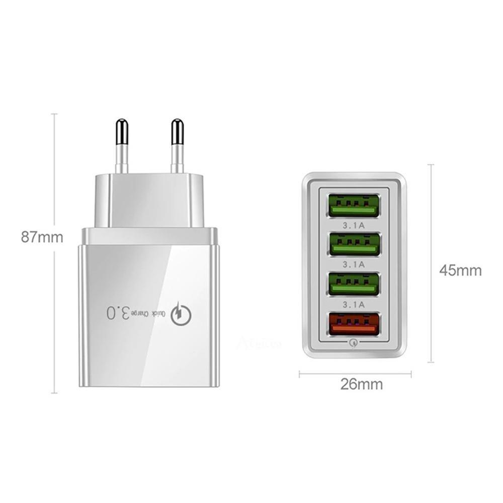 Fast charger 4x USB QC 3.0 cube for phones, tablets and devices