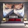 Horizontal Tapestry Titanic Poster Couple Ship Bow Clouds, Blue Beige, Wide Decor for Adult Fan Dorm Gift