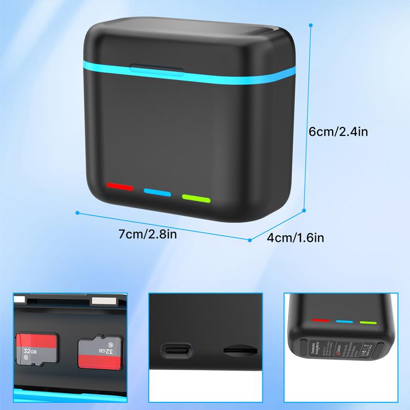For Insta360 X3 Dual Battery Charger Action Camera Portable Fast Charging Case