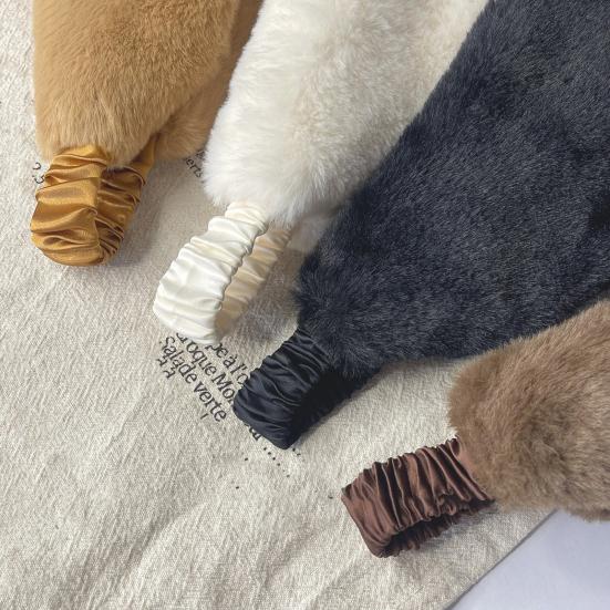 Зимняя повязка на голову с подкладкой из искусственного меха, однотонная, согревающая уши, с эластичными телескопическими ремешками, наушники