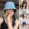 Bows Denim Bucket Hat Women Wide Brim Sunhat Spring Hat Panama Fisherman Summer Cap Basin Outdo D4N9