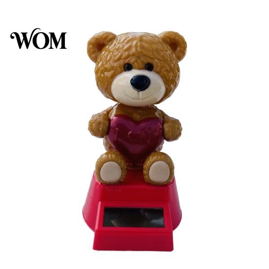 Solar Car Ornament Ornament, Love Bear Shaking Head Dancing Doll, Auto Bobblehead for Interior Accessories, Romantic Dashboard Decoration, Valentine's
