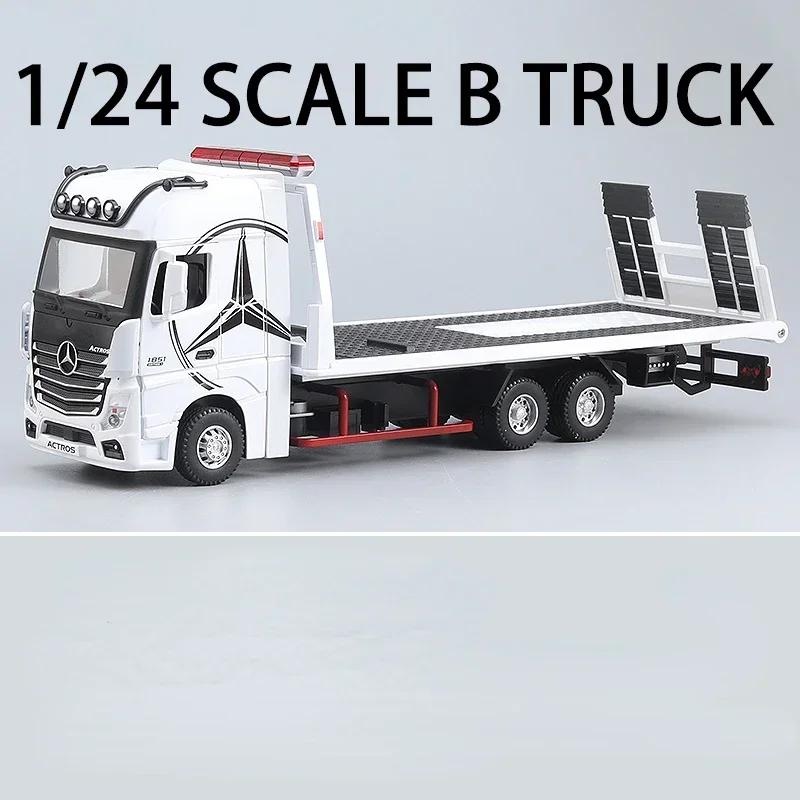 EFVAK1 1:24 Mercedes-Benz 1851 Flatbed Trailer Alloy Truck Model Car Diecast Toy Car Simulation Sound & Light Toys For Children Gift