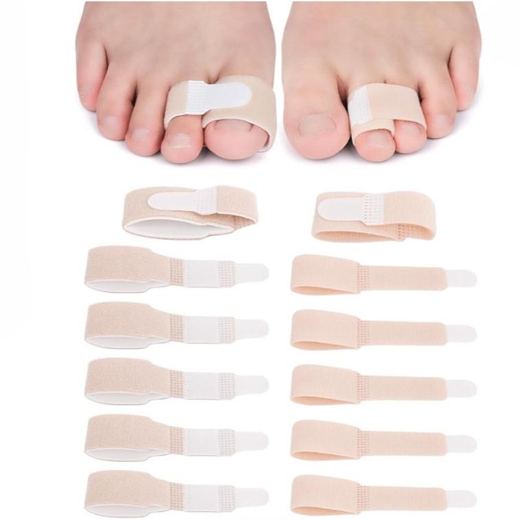 12 Pack Fabric Hammer Toe Corrector, Reusable Broken Toe Protectors Buddy Taped Wraps, Hammertoe Straightener, Toe Splint for Broken Toe,