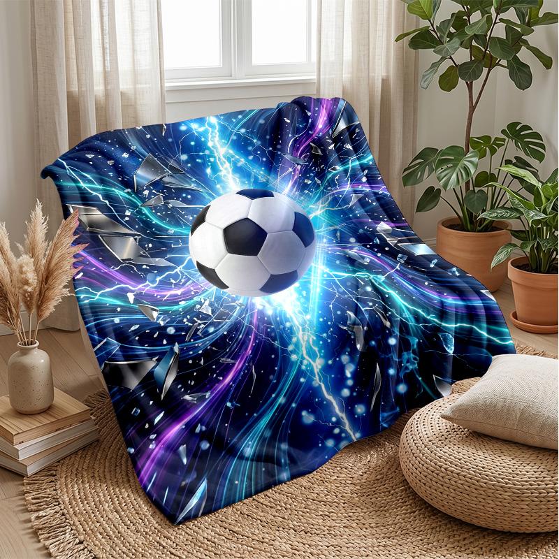 Energetic Soccer Ball Theme blanket Lightweight Warm Flannel Blanket Decorative Throw Blanket for Home Decoration
