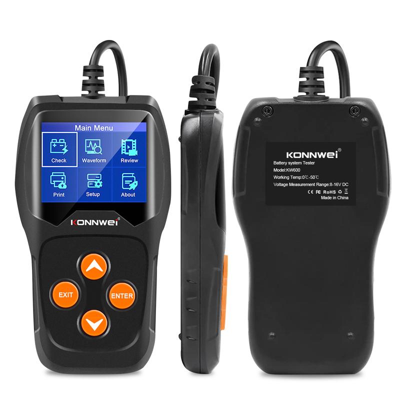 KONNWEi 12V Car Battery Tester Supports Online System Upgrades Print Fault Data Battery Status Display Car Battery Scanning Tool