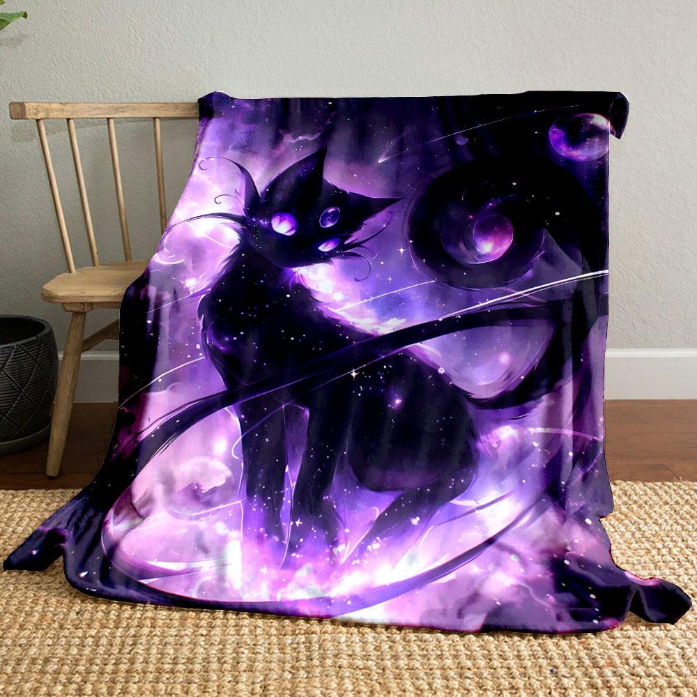 Purple Galaxy Themed Black Cat Blanket bedroom Blanket for Livingroom Couch lunch break Soft throw for Friend's festival Gift