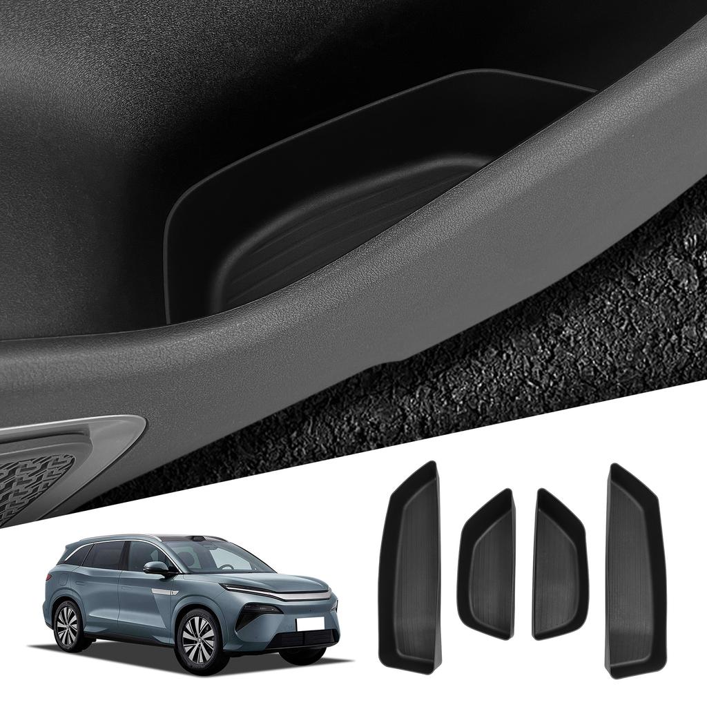For BYD Tang L 2025 TPE Front Door Side Storage Box Gate Slot Anti -Dirty Organizer Tray Car Interior Accessories Black