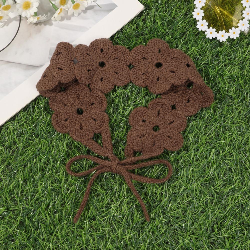 Solid Color Knitted Flower Hair Band Headwrap Hair Scarf Hair Accessories Knitting Headband Women