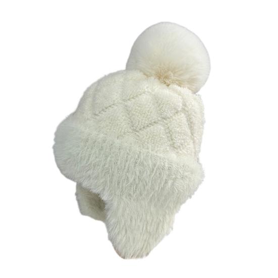 Женская зимняя шапка с ушами, толстая плюшевая шапка с помпоном, защищающая уши, трикотажная, сохраняющая тепло, эластичная, для холодной погоды, уличный головной убор