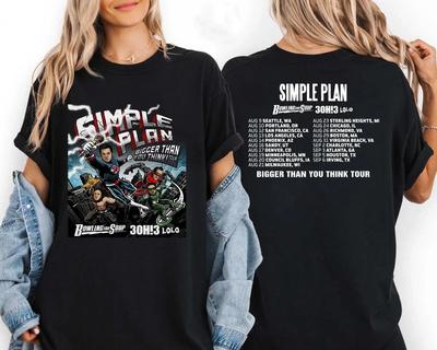 Simple Plan Bigger Than You Think! Tour 2025 Fan Gifts Double Sided T-Shirt.