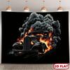 2D Planar, 2D2D1 Piece Retro Burning Car Smoke Background Banner - Yzb