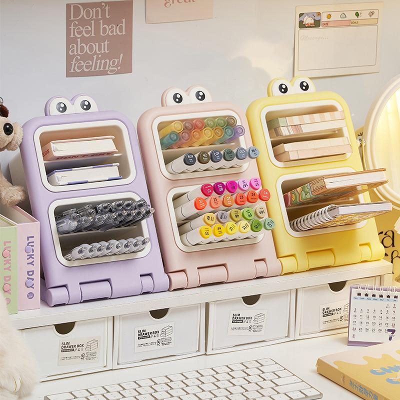 Наклонный держатель для ручек, подставка для канцелярских товаров, органайзер для хранения косметики, настольный органайзер для общежития колледжа, офиса, школы